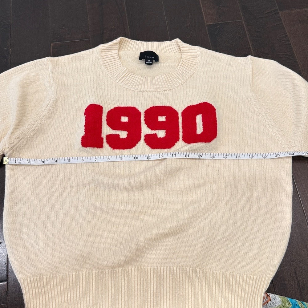 Cream Sweater with Red '1990' Design - Picture 7 of 8